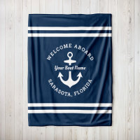 Nautical Navy Welcome Aboard Boat Name