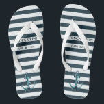 Nautical Navy & White Bachelorette Personalized Flip Flops<br><div class="desc">The perfect bachelorette footwear for your "Nauti" party! Our nautical anchor bridal party flip flops are the perfect way for your crew to stay comfortable and get all the attention everywhere you and your gals go! Add your custom wording to this design by using the "Edit this design template" boxes...</div>