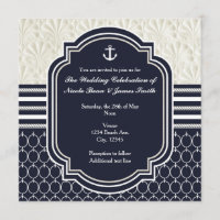 Nautical Navy & White Elegant Beach Wedding