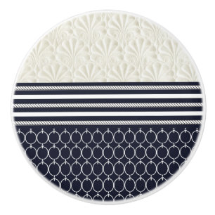 Nautical Navy & White Elegant Modern Beach Theme Ceramic Knob