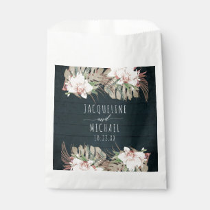Nautical Navy White Floral Seaside Jungle Foliage Favour Bag