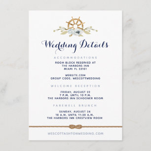 Nautical Navy & White Infinity Wedding Details Enclosure Card