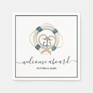Nautical Navy & White Personalized Wedding Paper Napkin
