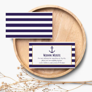 Nautical Navy & White Stripe Anchor Wedding Enclosure Card