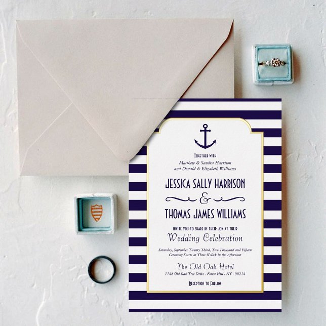 Nautical Navy & White Stripe Anchor Wedding Real (Creator Uploaded)