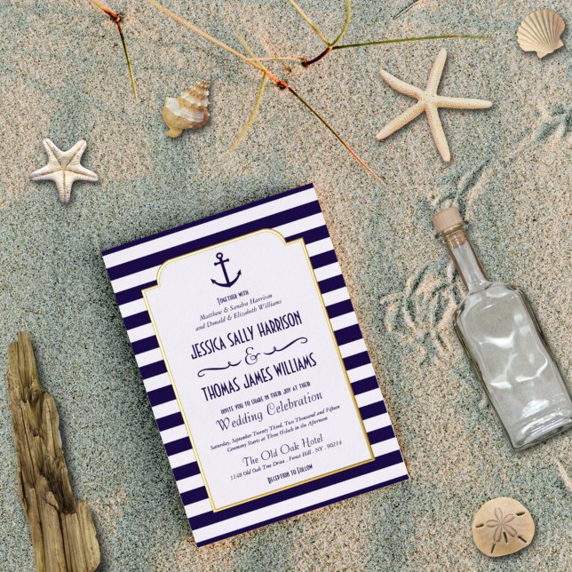 Nautical Navy & White Stripe Anchor Wedding Real (Creator Uploaded)