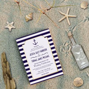 Nautical Navy & White Stripe Anchor Wedding Real F