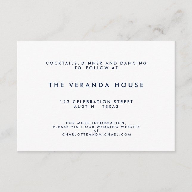 Nautical Navy | White Stripe Modern Wedding Insert (Front)