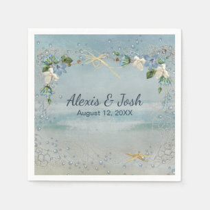 Nautical Net with Bubbles and Flowers Napkin