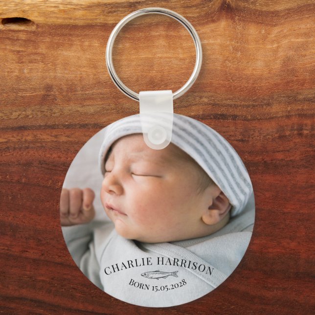 Nautical Newborn Baby  Keychain (Front)
