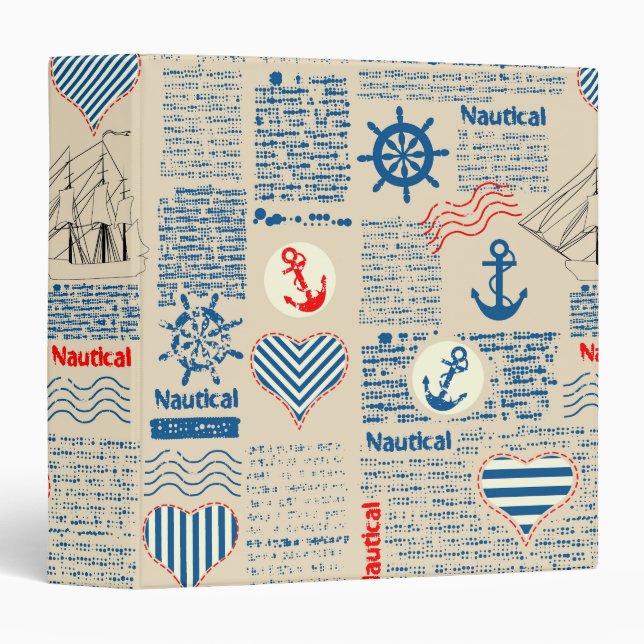 Nautical Newspaper Pattern Binder (Front/Spine)