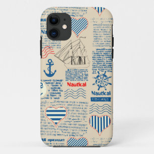 Nautical Newspaper Pattern iPhone 11 Case