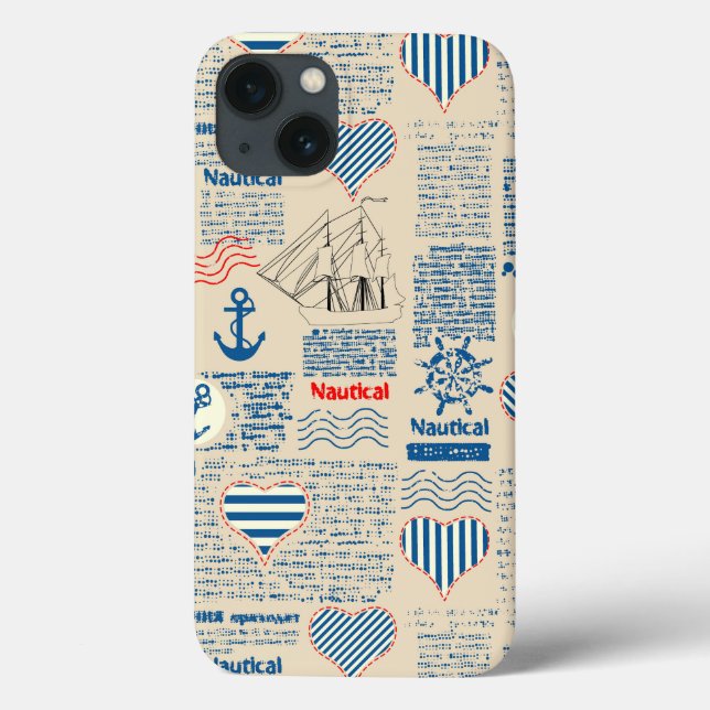 Nautical Newspaper Pattern Case-Mate iPhone Case (Back)