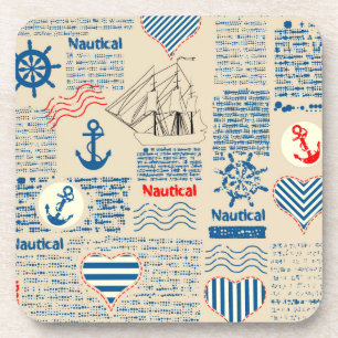 Nautical Newspaper Pattern Coaster
