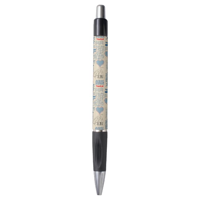 Nautical Newspaper Pattern Pen (Front Vertical)