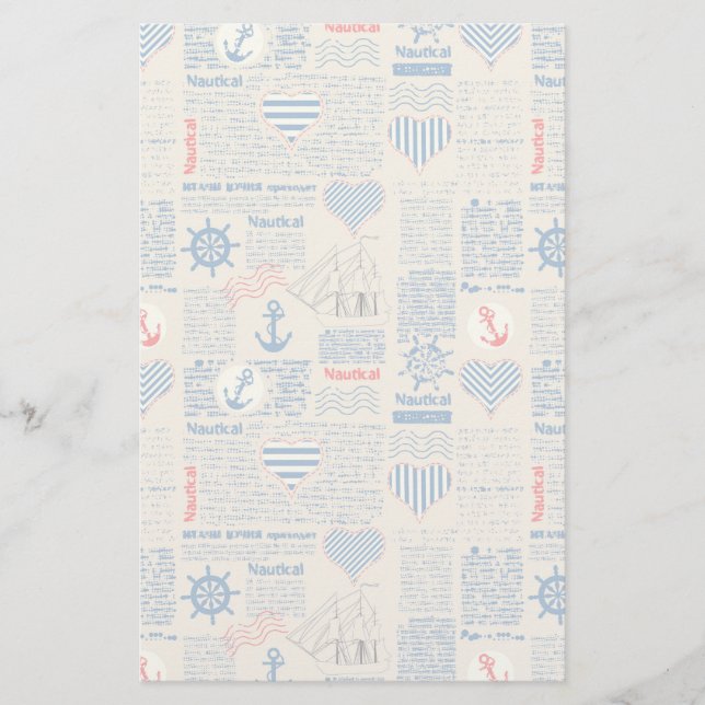 Nautical Newspaper Pattern Stationery (Front)
