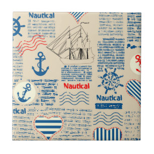 Nautical Newspaper Pattern Tile