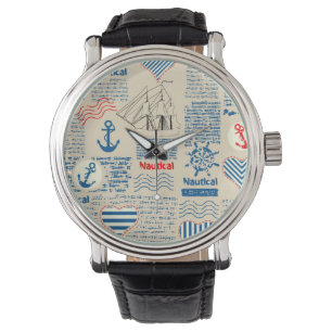 Nautical Newspaper Pattern Watch