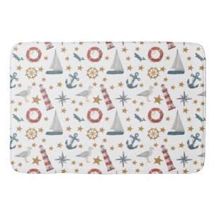 Nautical Ocean Anchor Compass Rose Sailboat Bath Mat