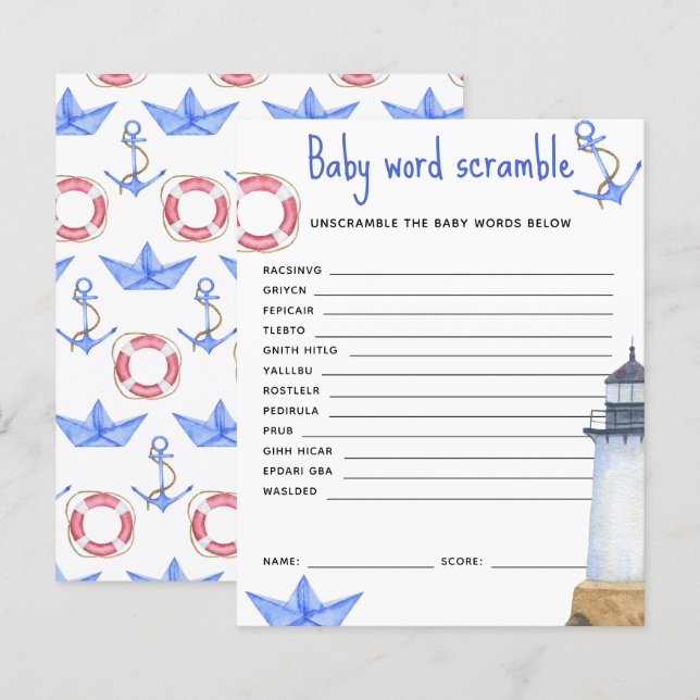 Nautical ocean - Baby Word Scramble (Front/Back)
