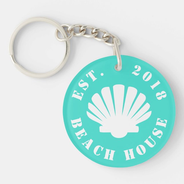 Nautical Ocean Beach House | Your Text Keychain (Front)