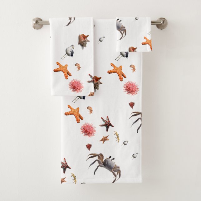 Nautical Ocean Beach Seashell Starfish Towel Set (Insitu)