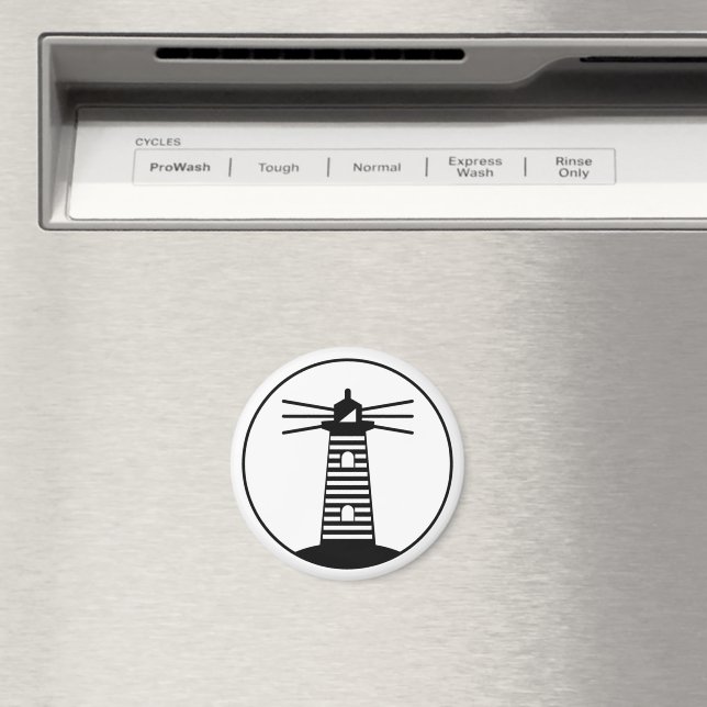 Nautical Ocean Beacon Lighthouse Striped Art Magnet (In Situ (Dishwasher))