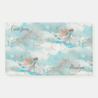 Nautical Ocean Blue Watercolor Sea Turtle and Name Post-it Notes