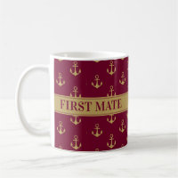 Nautical Ocean Boat Anchor First Mate Sailing Red