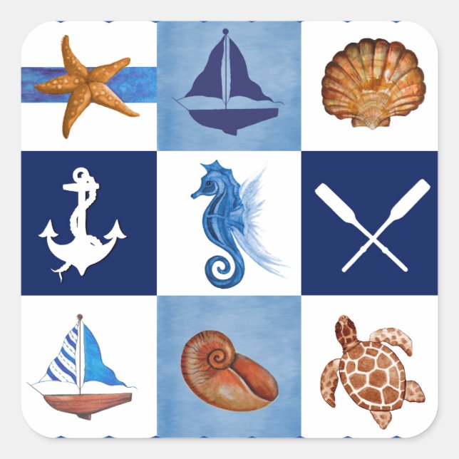 Nautical Ocean Designs Square Sticker (Front)