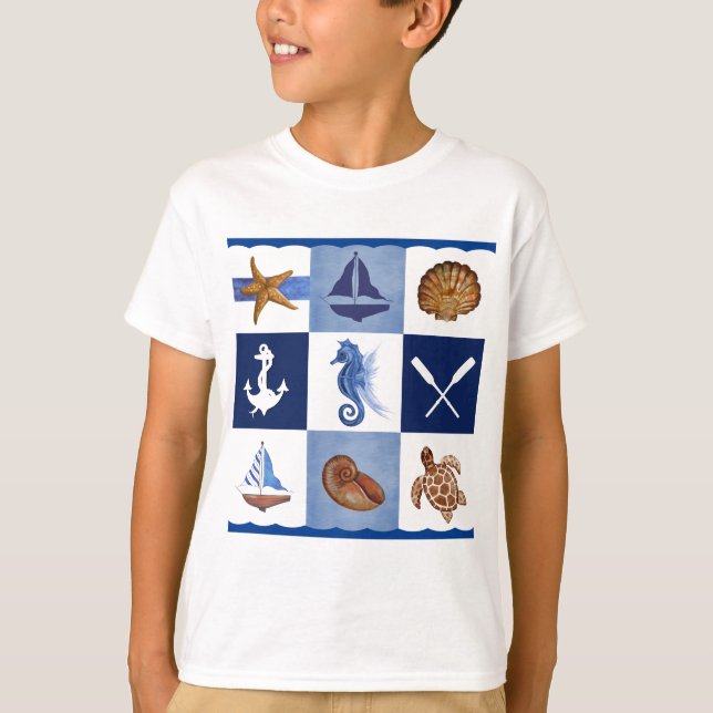 Nautical Ocean Designs T-Shirt (Front)