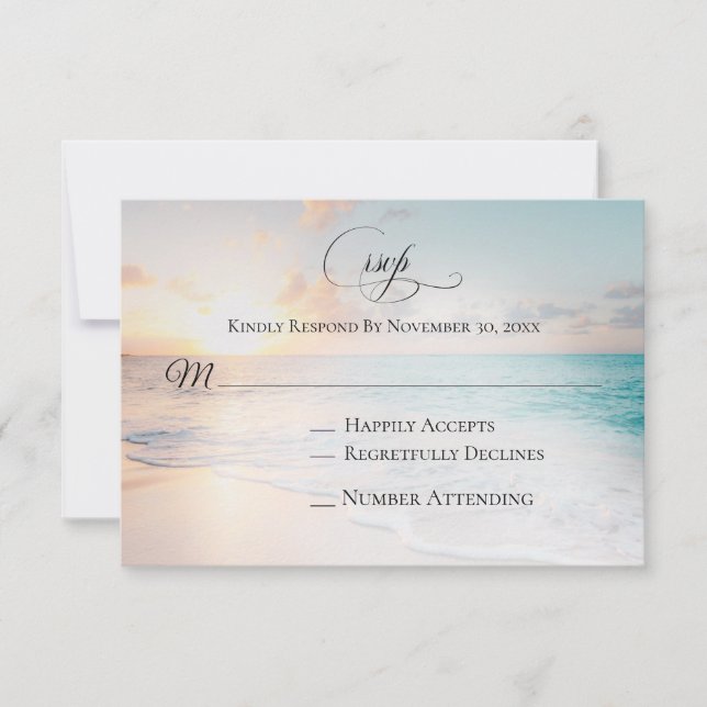 *~* Nautical Ocean Exotic Beach Wedding RSVP Card (Front)