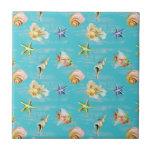 Nautical Ocean Fish Shell Starfish Pattern Tile<br><div class="desc">This design was created through digital art. It may be personalized by clicking the customize button and changing the colour, adding a name, initials or your favourite words. Contact me at colorflowcreations@gmail.com if you with to have this design on another product. Purchase my original abstract acrylic painting for sale at...</div>