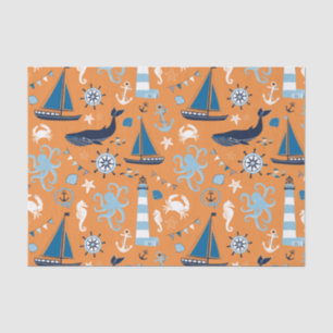 Nautical Ocean Orange Tissue Paper
