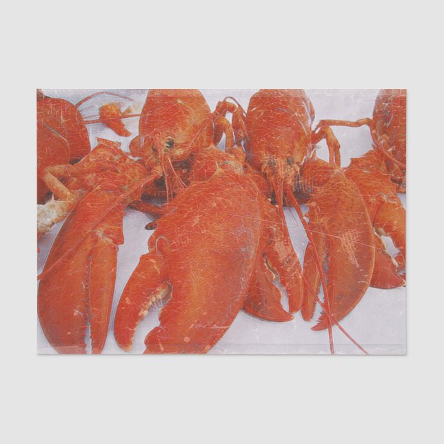 Nautical Ocean Red Texture Lobster Tissue Paper (Front)