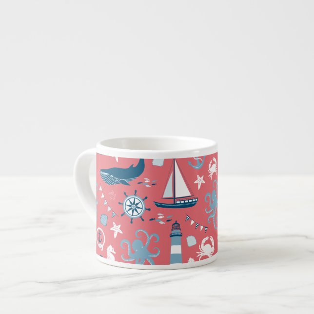 Nautical Ocean Rose Espresso Cup (Front Left)
