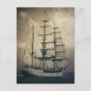 Nautical Ocean Sea Vintage Sailing sailboat Postcard