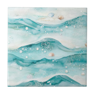 Nautical Ocean Seashell Pattern Tile