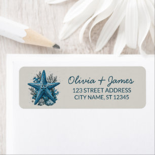 Nautical Ocean Starfish Navy Blue Return Address  