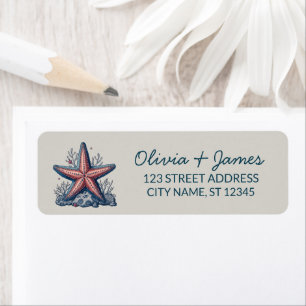 Nautical Ocean Starfish Navy Blue Return Address