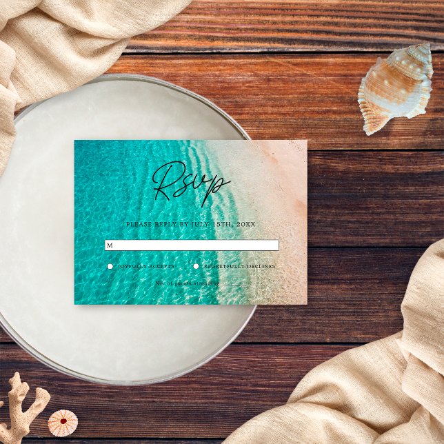 Nautical Ocean Summer Beach Destination Wedding  RSVP Card (Creator Uploaded)