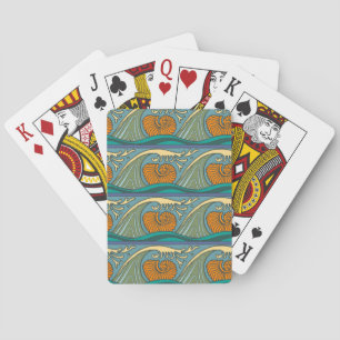 Nautical Ocean Wave pattern Playing Cards
