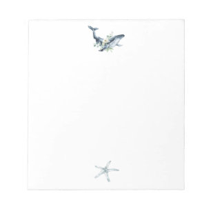 Nautical Ocean Whale Starfish Stationary Paper Notepad