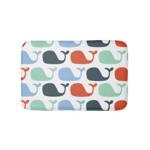 Nautical Ocean Whales Bath Mat