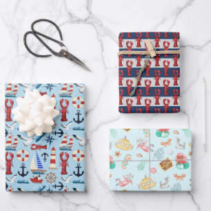 Nautical Ocean Wrapping Paper Sheet