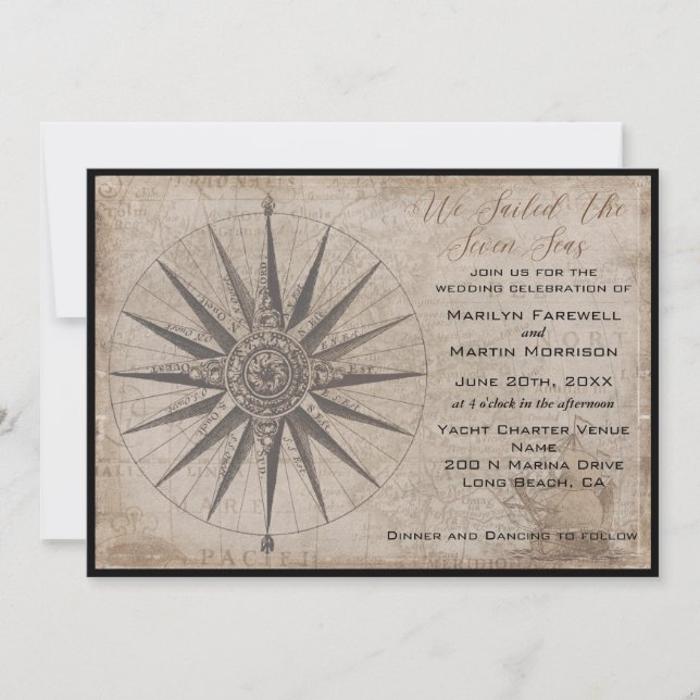 Nautical Ocean Yacht Wedding Invitation (Front)