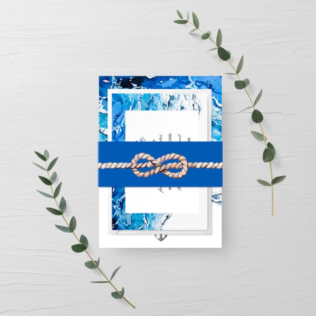 Nautical Oceanic modern Wedding Invitation Belly Band (Creator Uploaded)