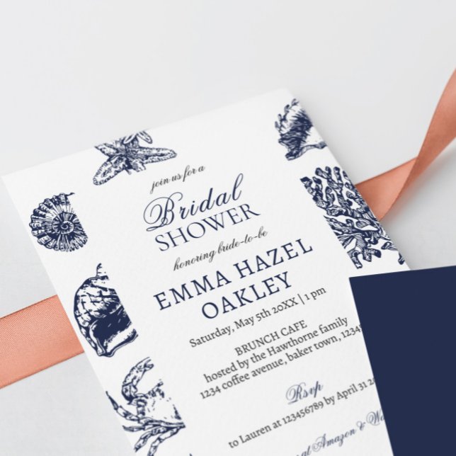 Nautical Oceanic navy  Bridal Shower Invitation (Creator Uploaded)