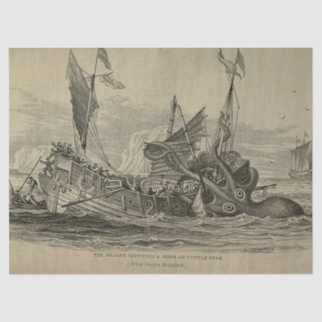 Nautical Octopus Boat Ephemera Decoupage Ship Tissue Paper (Front)