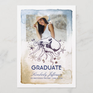 Nautical Octopus Photo Graduation Invitation